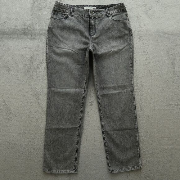 Chico's Platinum Jeans Womens US-12S Gray Mid-Rise Straight Slim Leg 29" Inseam - Picture 1 of 13